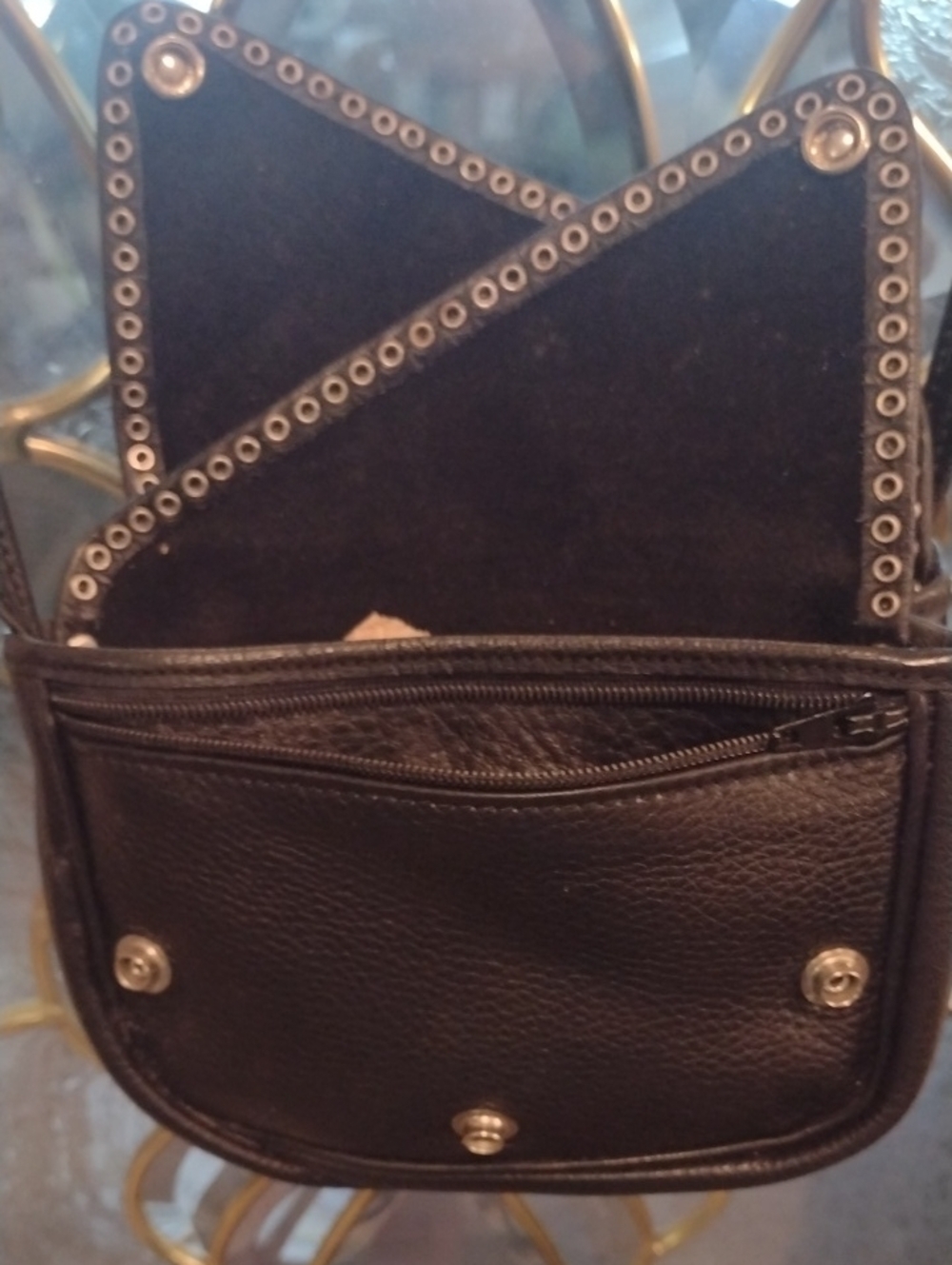 Studded Black Crossbody Bag with Star & Heart Accents - Picture 9 of 11